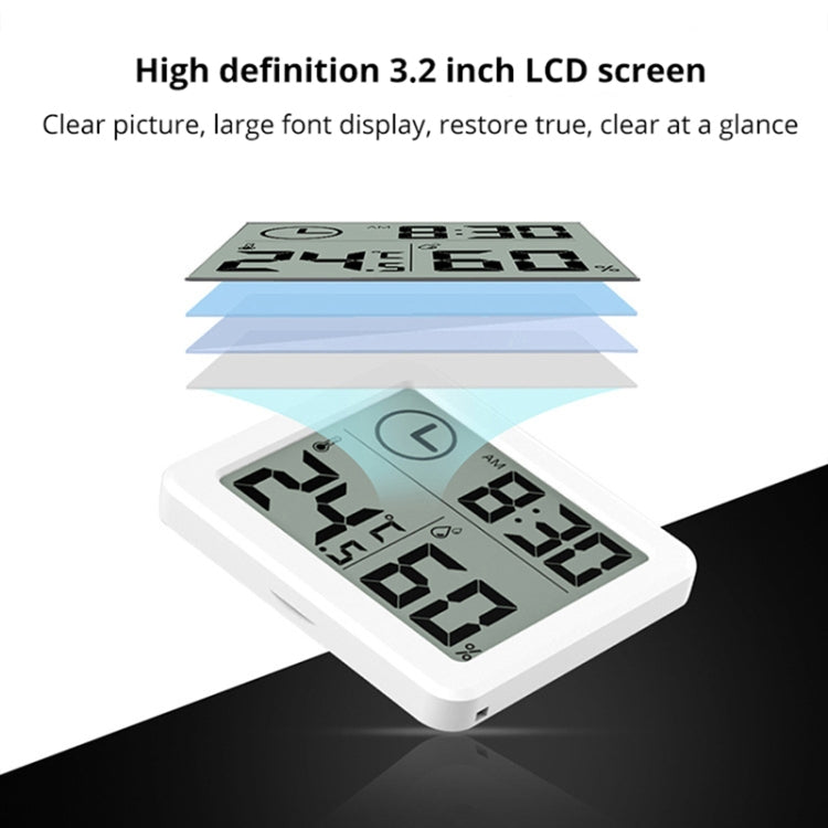 Multifunction Automatic Electronic Temperature and Humidity Monitor Clock with 3.2 inch Large LCD Screen