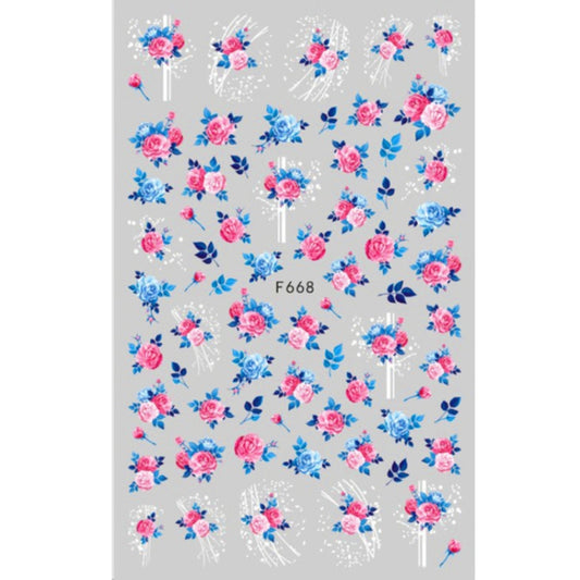 10pcs 3D Adhesive Butterfly Retro Rose Color Nail Art Sticker