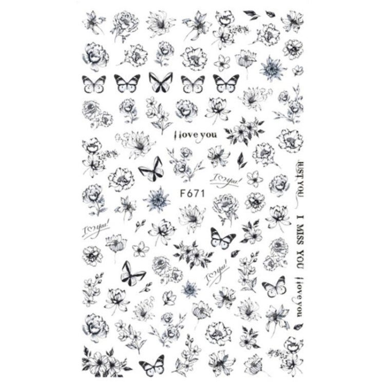 10pcs 3D Adhesive Butterfly Retro Rose Color Nail Art Sticker