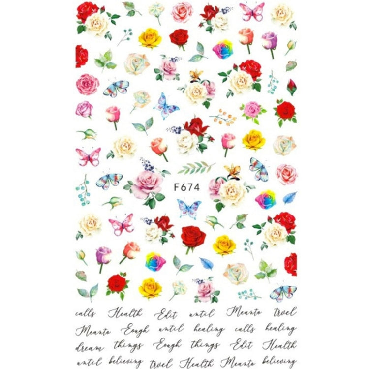 10pcs 3D Adhesive Butterfly Retro Rose Color Nail Art Sticker