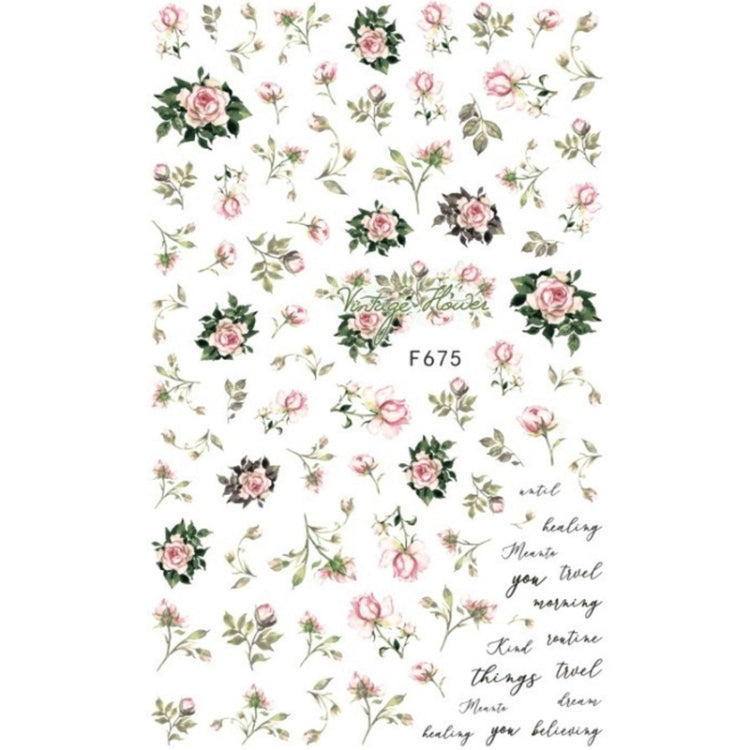 10pcs 3D Adhesive Butterfly Retro Rose Color Nail Art Sticker