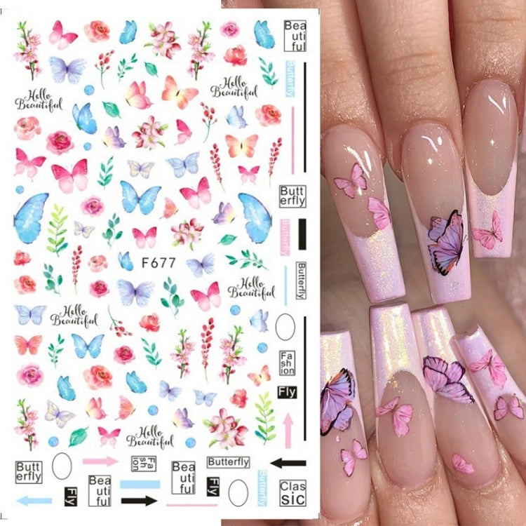 10pcs 3D Adhesive Butterfly Retro Rose Color Nail Art Sticker