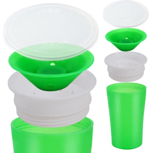 360 Degrees Rotated Baby Learning Drinking Cup With Double Handle Flip