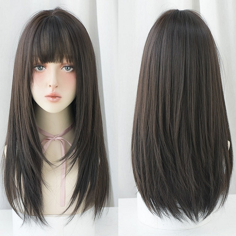 Ladies Long Straight Hair Air Bangs Wig Hair Set