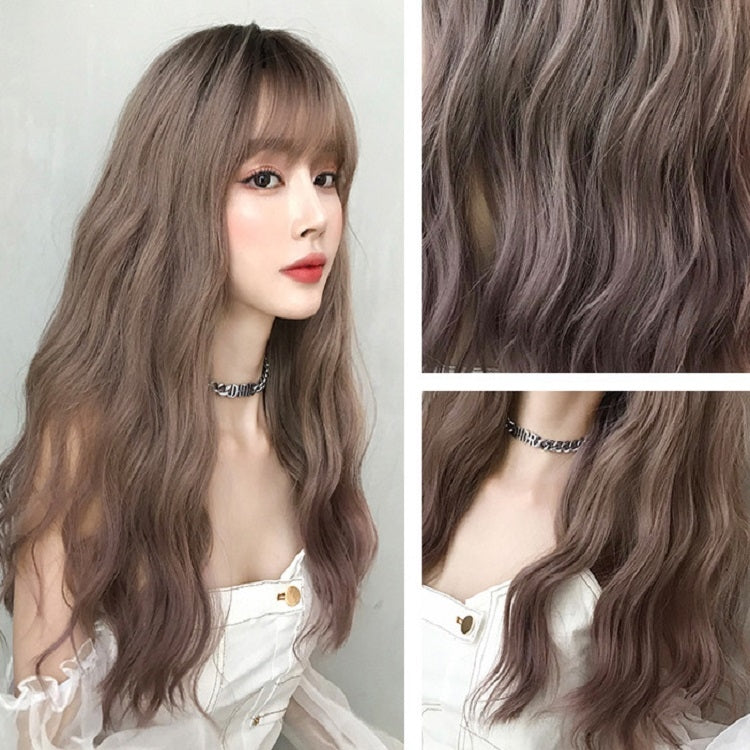 Ladies Long Hair Slightly Curly Wig Natural Fluffy Hair Cover