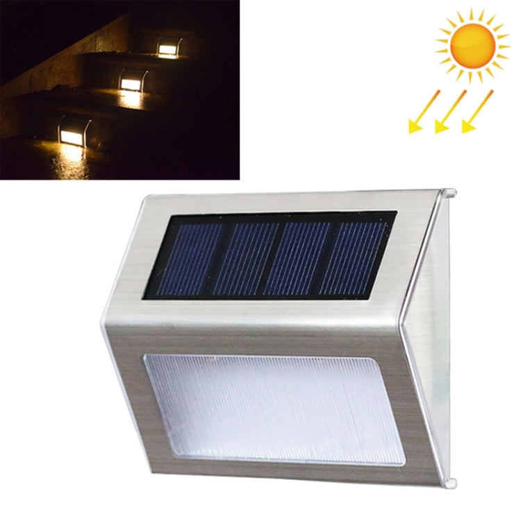 2PCS Solar Stainless Steel 3 LED Stair Wall Lamp Outdoor Garden Fence Light