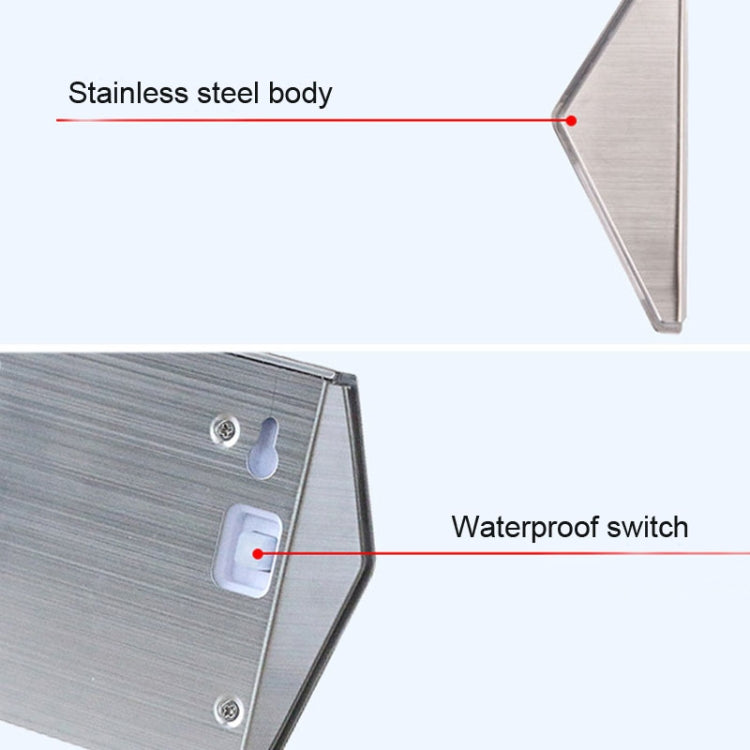 2PCS Solar Stainless Steel 3 LED Stair Wall Lamp Outdoor Garden Fence Light