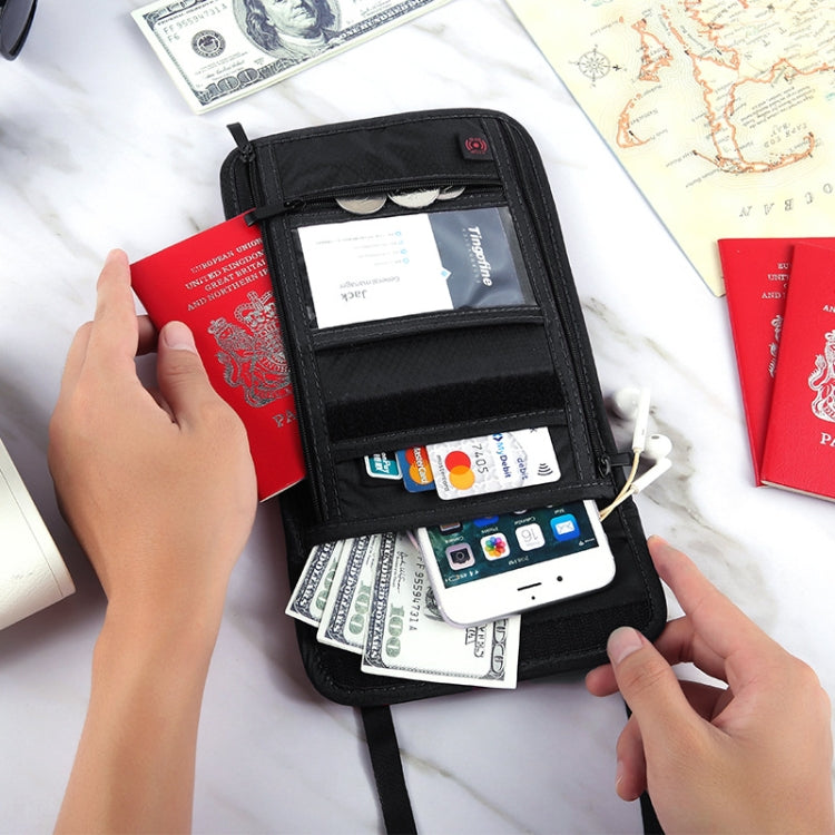 Travel Storage Messenger Passport Bag Multifunctional RFID Anti-Theft Hanging Neck Document Bag Card Bag