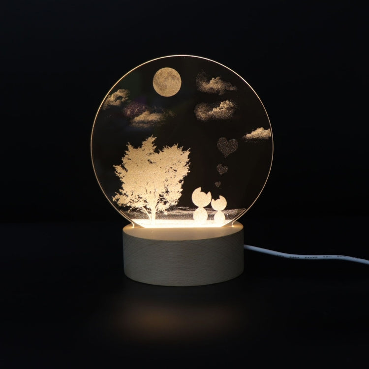 3D Atmosphere Decorative Light Acrylic Inner Carved LED Night Light Creative Girl Table Lamp