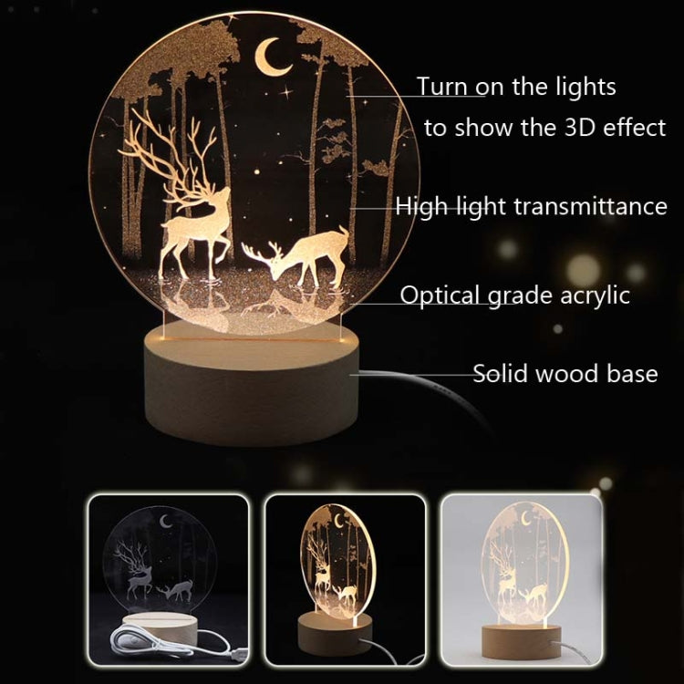 3D Atmosphere Decorative Light Acrylic Inner Carved LED Night Light Creative Girl Table Lamp