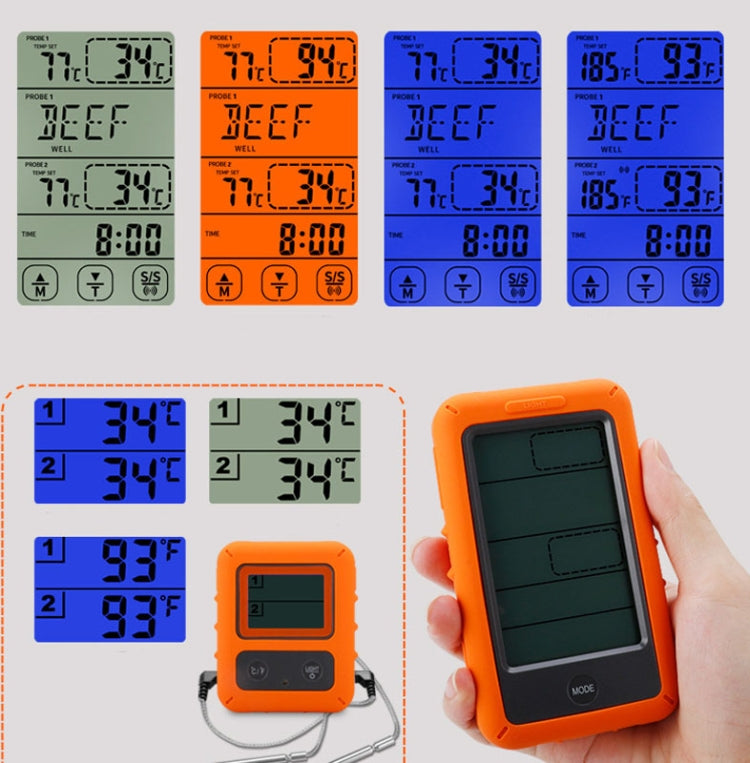 Wireless Food Thermometer Household Touch Screen BBQ Dual-Channel Kitchen  Thermometer
