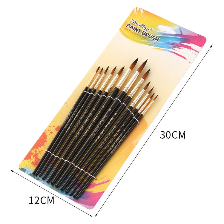 ZHU TING 12 PCS / Set Nylon Hair Watercolor Pen Children Painted Gouache Brush