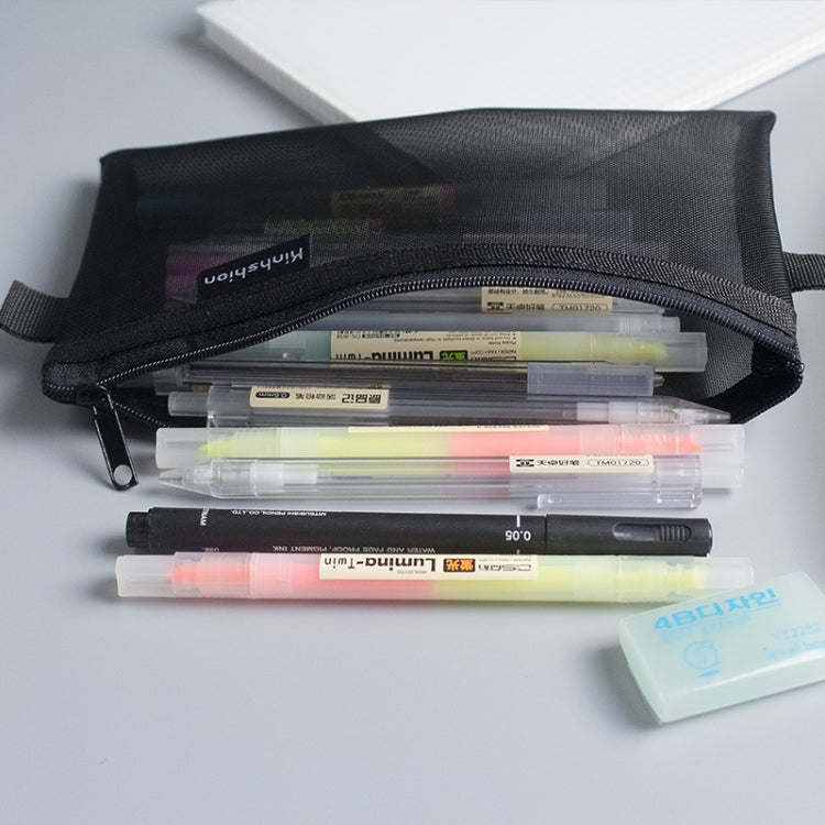 Nylon Simple Transparent Mesh Pencil Case Office School Supplies