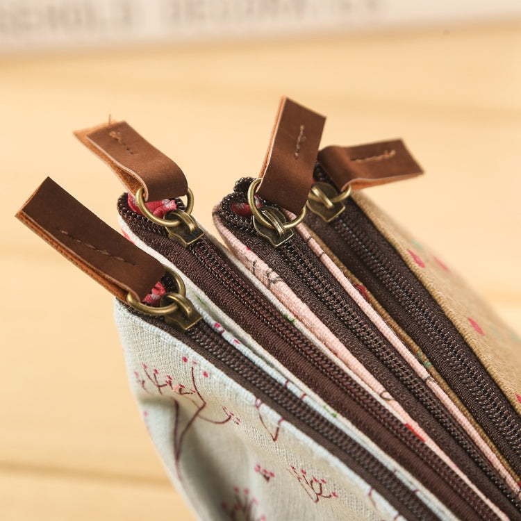 Cute Floral Canvas Zipper Pencil Cases Flower Tree Pen Bags