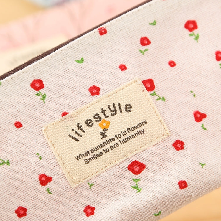 Cute Floral Canvas Zipper Pencil Cases Flower Tree Pen Bags