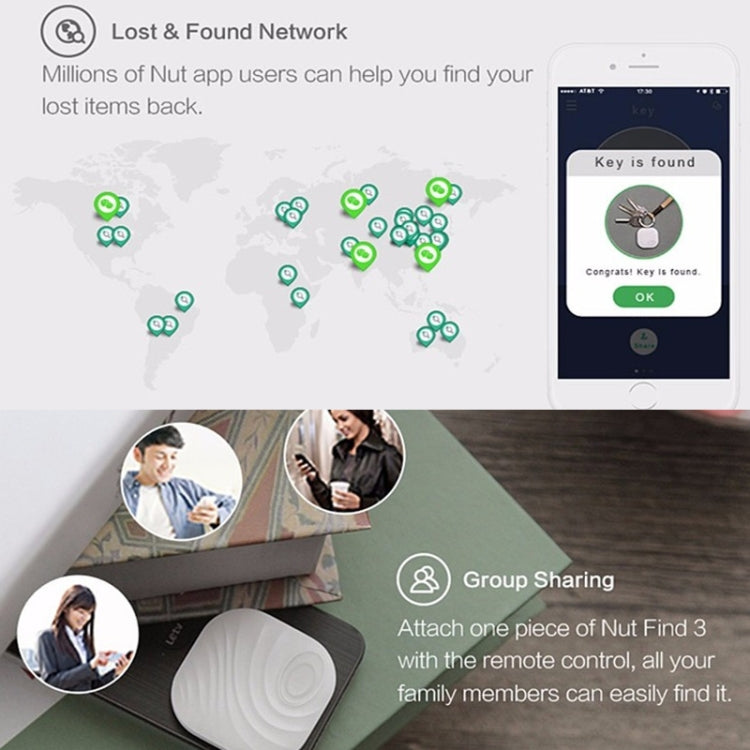 NUT F7X Smart Anti-Lost Device Bluetooth Two-Way Alarm Mobile Phone Key Wallet Anti-Lost Device