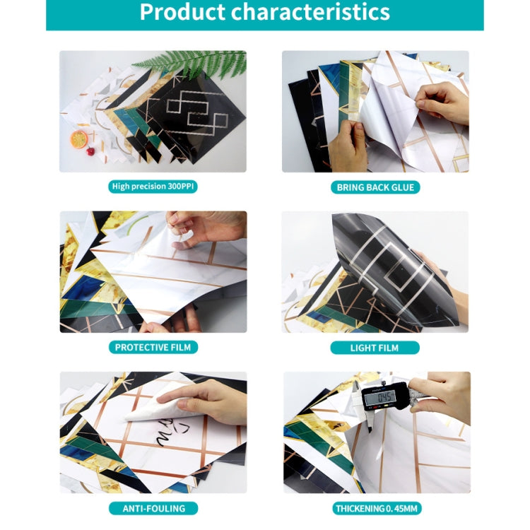 Geometric Pattern Staircase Wall Tile Sticker Kitchen Stove Water And Oil Proof Stickers