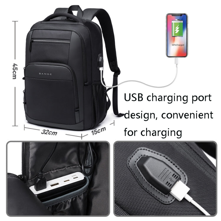 BANGE BG-1921 College Student Schoolbag Waterproof Business Computer Backpack with External USB Charging Port