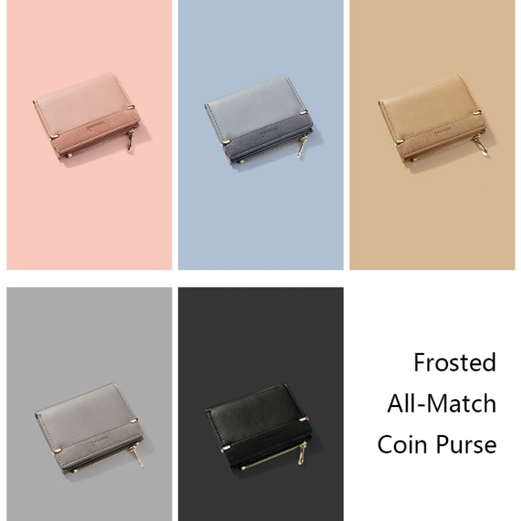 928010 Frosted All-Match Coin Purse Multi-Card Buckle Short Zipper Women Wallet