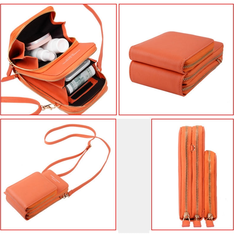 Ladies Mobile Phone Bag PU Vertical Large Capacity Mobile Phone Single-Shoulder Messenger Bag