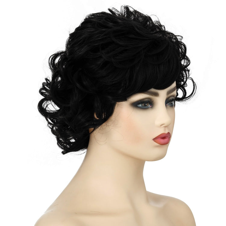 Ladies Fluffy Short Curved Head Set Chemical Fiber Wig