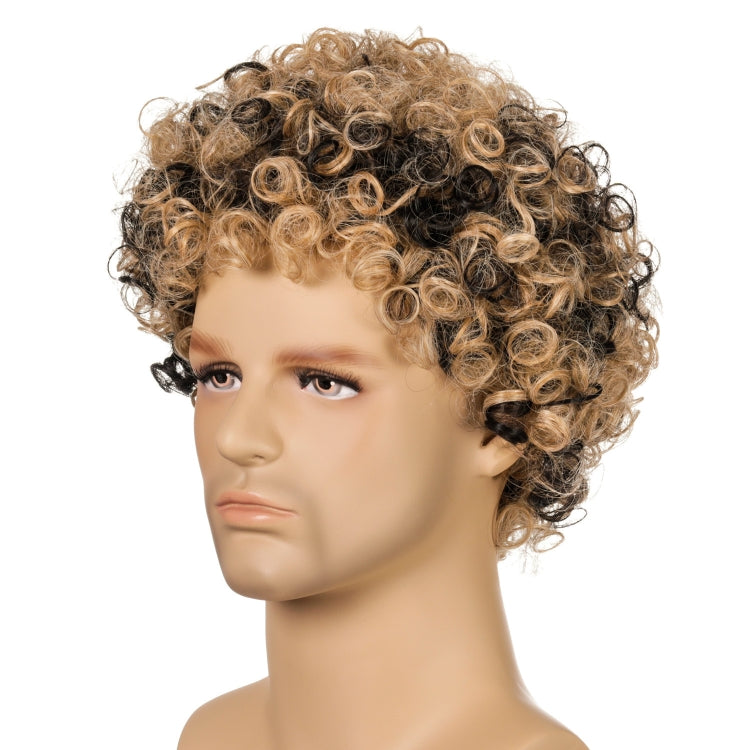 Men Wig Curls Hair Chemical Fiber Headgear