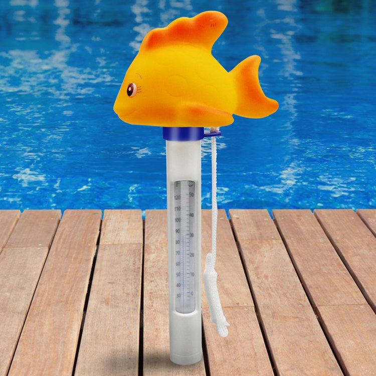 K-1020D Cartoon Yellow Gold Fish Pool Thermometer Pool Water Temperature Meter, Gold Fish