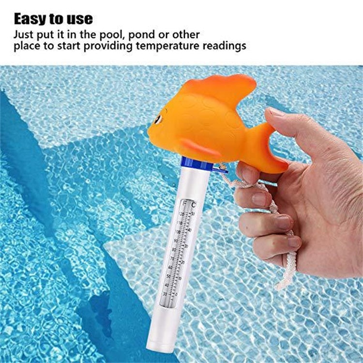 K-1020D Cartoon Yellow Gold Fish Pool Thermometer Pool Water Temperature Meter, Gold Fish