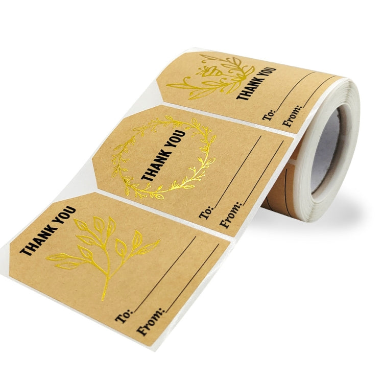 Kraft Paper Thank You Hot Stamping Sticker Gift Wrapping Decoration Label, K-74 Sticker