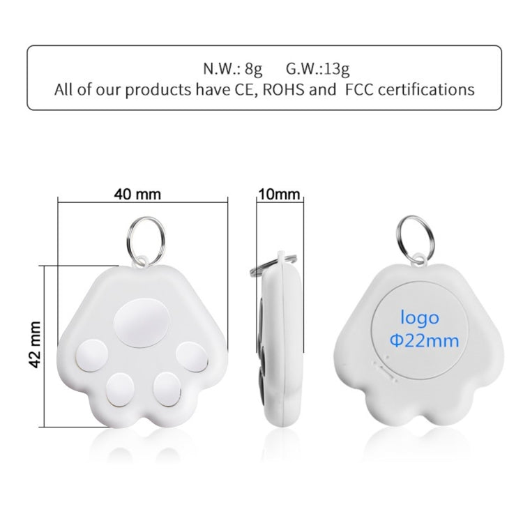 2 PCS HYC-09 Dog Paw Bluetooth Anti-Lost Device Pet Tracking Locator Keychain Smart Search Two-Way Alarm