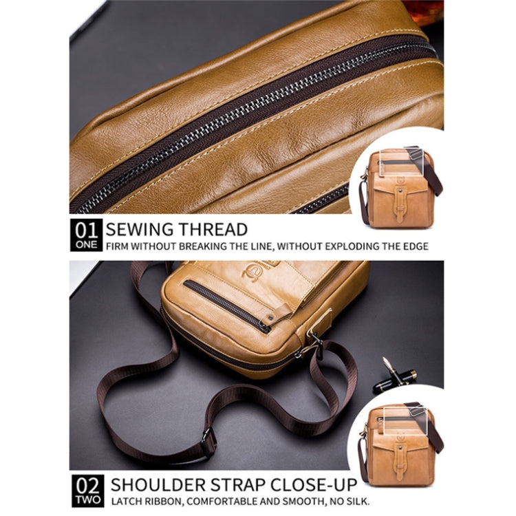BUFF CAPTAIN 053 Men Leather Shoulder Messenger Bag First-Layer Cowhide Large Capacity Briefcase, Specification：, Large (Yellow Brown), Small (Yellow Brown), Large (Black), Small (Black), Large (Dark Brown), Small (Dark Brown)