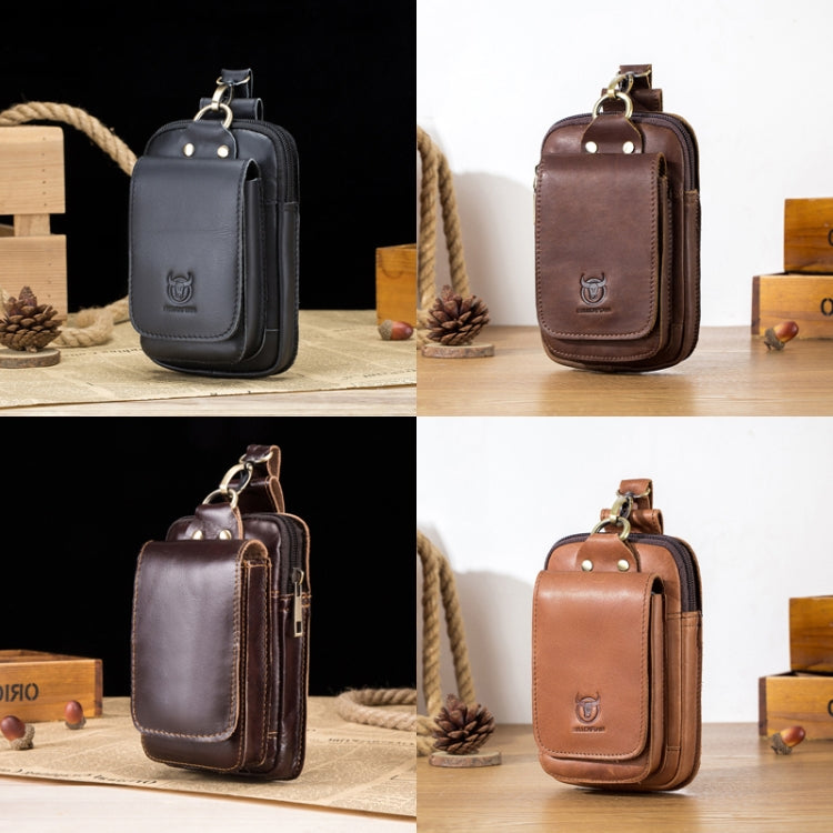 BULL CAPTAIN 028 Multi-Function Cattle Leather Waist Bag Magnetic Buckle Mobile Phone Belt Bag