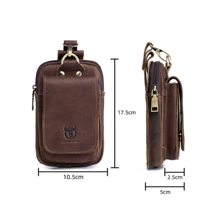 BULL CAPTAIN 028 Multi-Function Cattle Leather Waist Bag Magnetic Buckle Mobile Phone Belt Bag