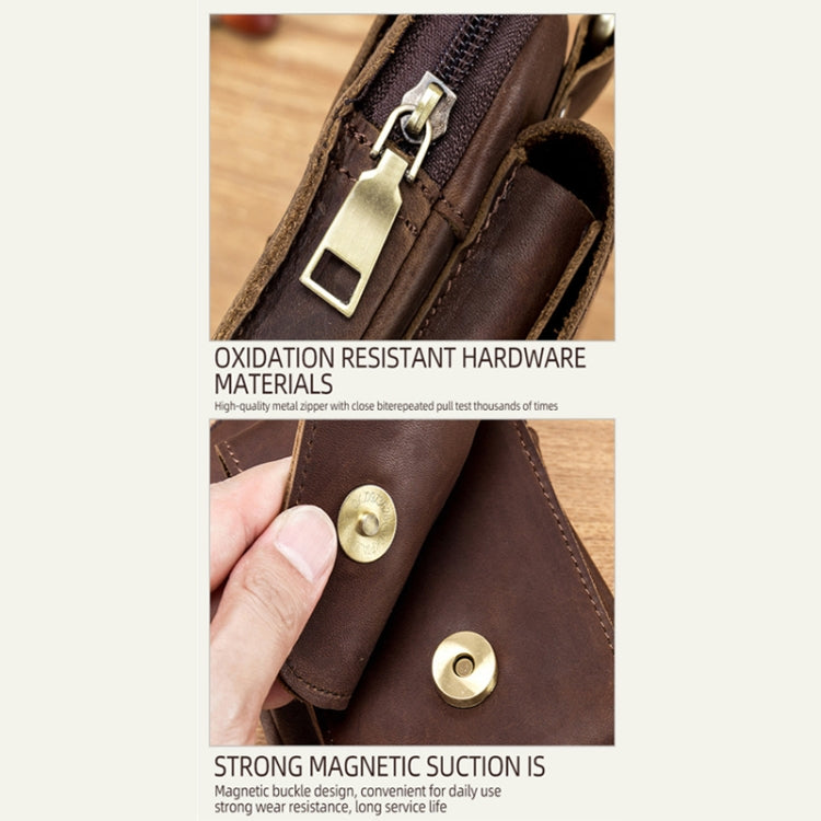 BULL CAPTAIN 028 Multi-Function Cattle Leather Waist Bag Magnetic Buckle Mobile Phone Belt Bag