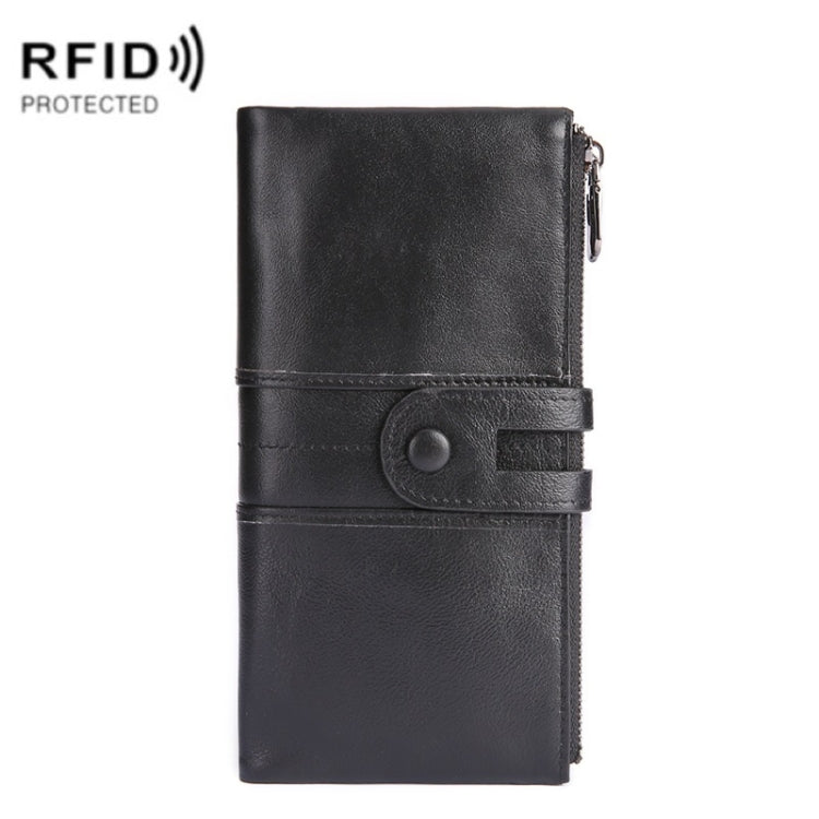 Retro Ladies RFID Wallet Leather Long Mobile Phone Bag, Green, Red, Brown, Black, Blue, Purple Coffee color