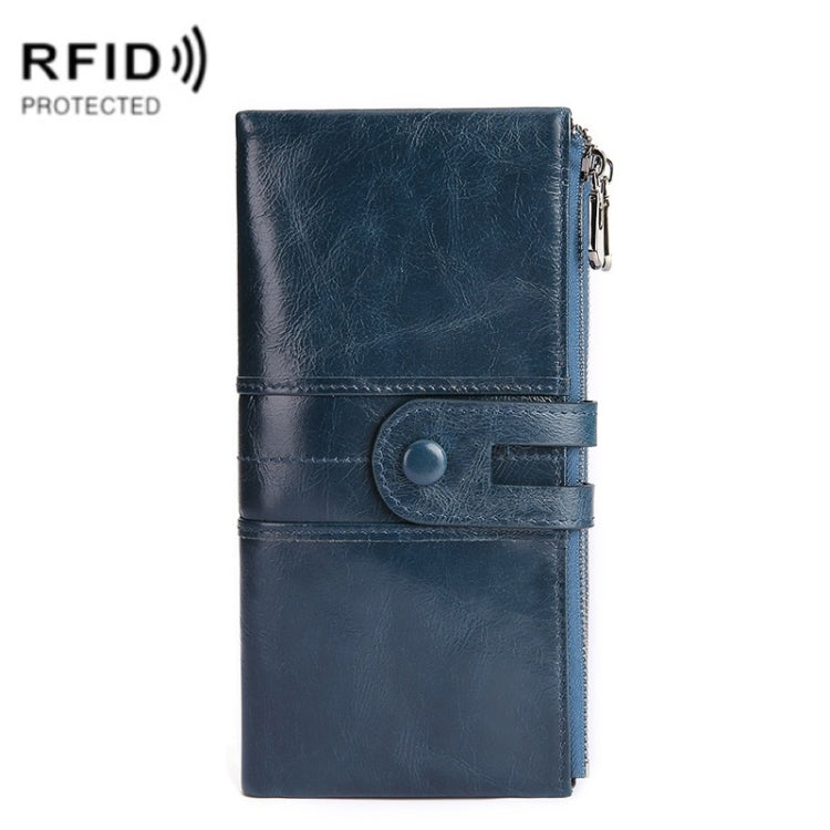 Retro Ladies RFID Wallet Leather Long Mobile Phone Bag, Green, Red, Brown, Black, Blue, Purple Coffee color