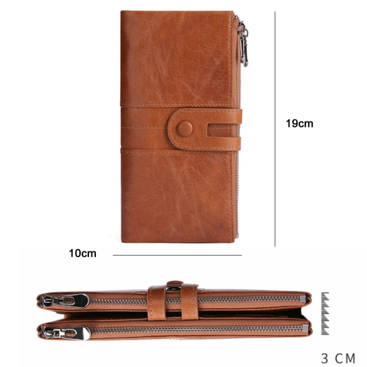 Retro Ladies RFID Wallet Leather Long Mobile Phone Bag, Green, Red, Brown, Black, Blue, Purple Coffee color