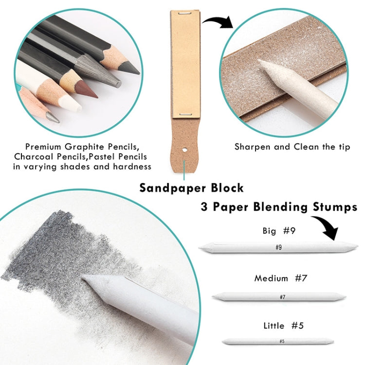 50 in 1 Sketch Pencil Tool Set High-Gloss Metal Pen Carbon Pen Painting Art Set, 50 in 1 Sketch Pencil Tool