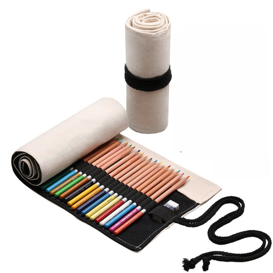 12 Holes Solid Handmade Canvas Color Pencil Curtain Painting Special Storage Bag Large Capacity Roll Pen Bag