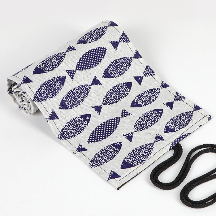 12 Holes Saury Hand Canvas Pen Curtain Color Lead Roller Pen Bag Storage Stationery Box