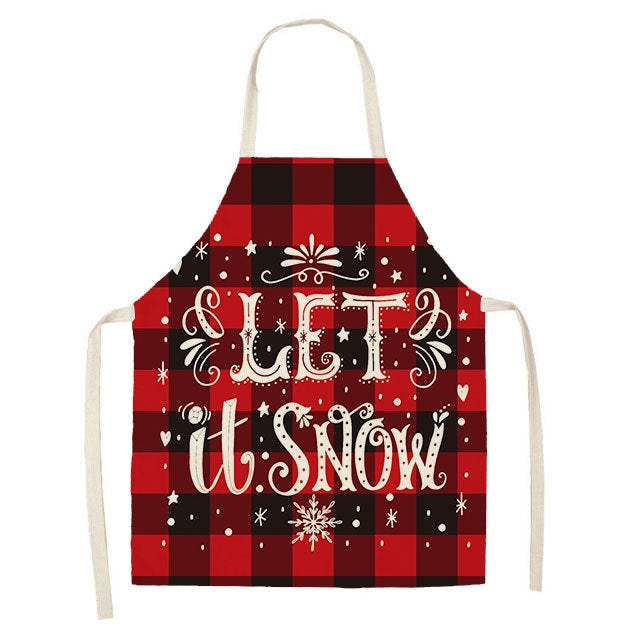 Christmas Plaid Series Cotton And Linen Apron Household Cleaning Overalls