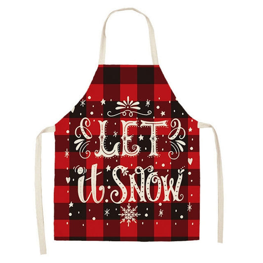 Christmas Plaid Series Cotton And Linen Apron Household Cleaning Overalls