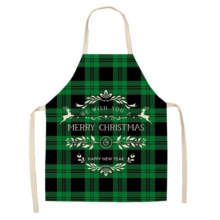 Christmas Plaid Series Cotton And Linen Apron Household Cleaning Overalls