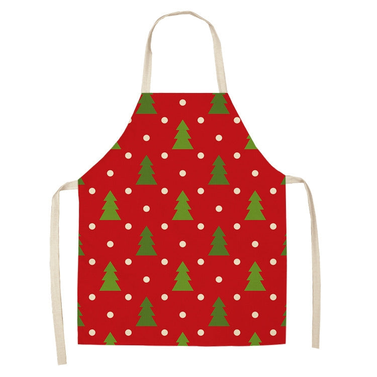 Christmas Plaid Series Cotton And Linen Apron Household Cleaning Overalls