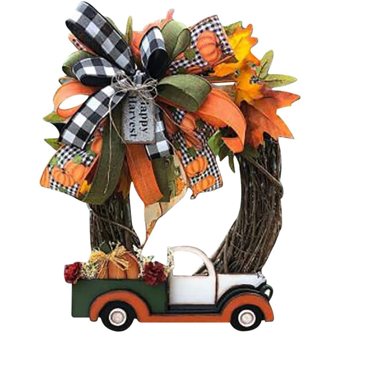 Christmas Ornament Wreath Garland Door Hanger, Orange, White