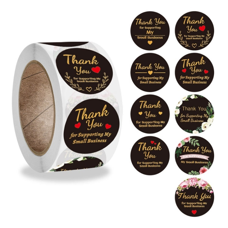 Round Thank You Sticker Floral Decoration Gift Envelope Sealing Sticker