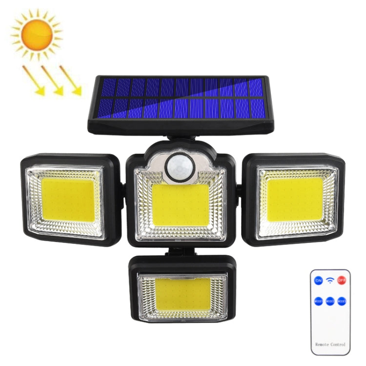 TG-TY085 Solar 4-Head Rotatable Wall Light with Remote Control Body Sensing Outdoor Waterproof Garden Lamp, Style: