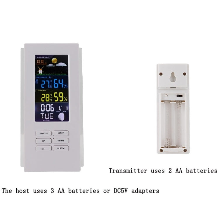 Wireless Colorful Screen Indoor And Outdoor Temperature Humidity Meter Barometer Smart Digital Electronic Clock With Backlight, TS-74-B-US, TS-74-W-US