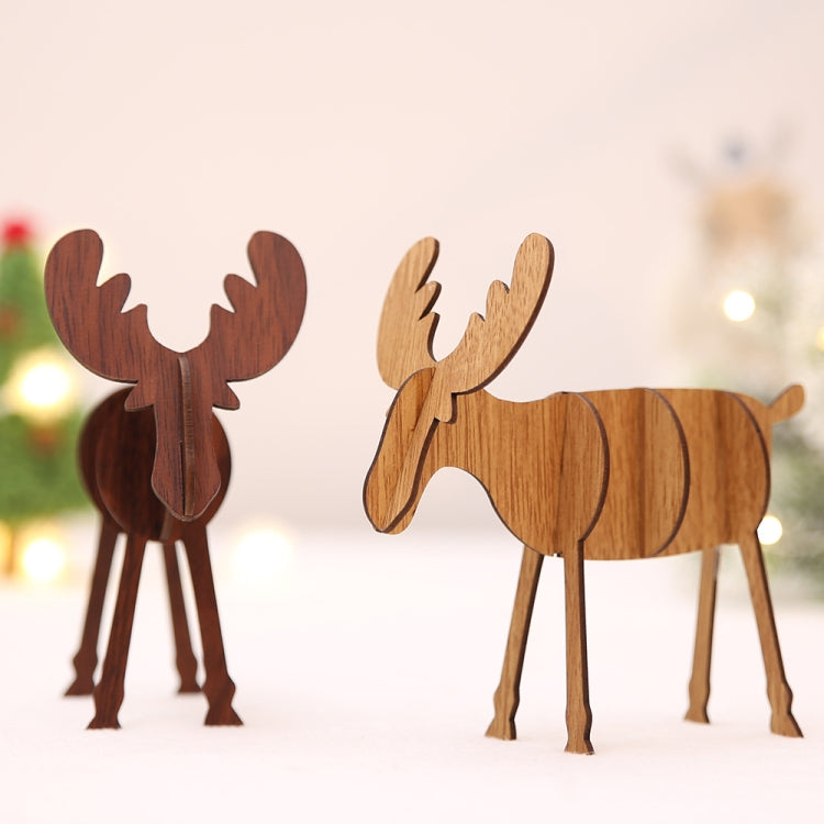 2 PCS Christmas Decorations Wooden DIY Elk Decorations Children Creative Gifts Desktop Decoration