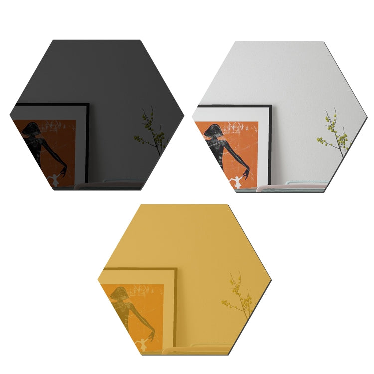 Ym300 16 PCS / Set Home Personal Wall Stickers DIY Acrylic Wall Decorative Mirror, Hexagon Black, Hexagon Silver, Hexagon Gold, Quartet Black, Quartet Silver, Quartet Gold, Triangle Black, Triangle Silver, Triangle Gold